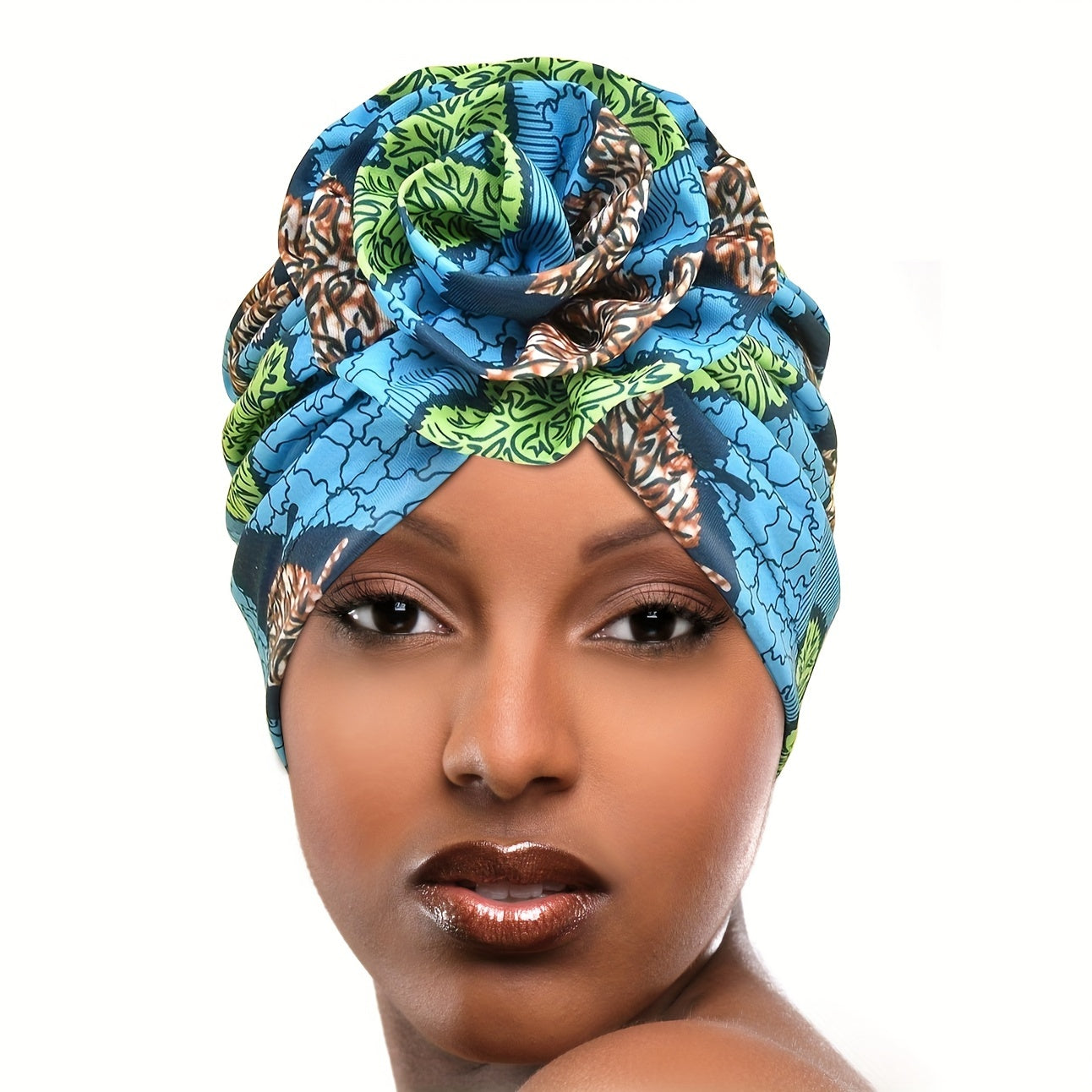 Elegant Women's Floral Turban Headwrap: Vibrant Colors, Soft Polyester Fabric, and Comfortable Elastic Design for a Chic Look